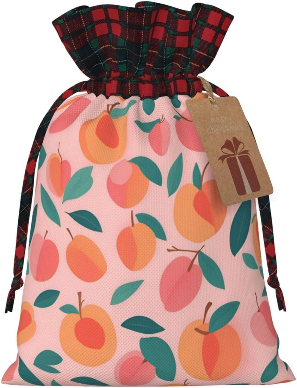 MDATT Pink Peach Pattern Seamless Pattern Drawstring Gift Bags,5 X 7 Inch Goodie Bags For Wedding Party,Christmas Birthday Halloween Decor