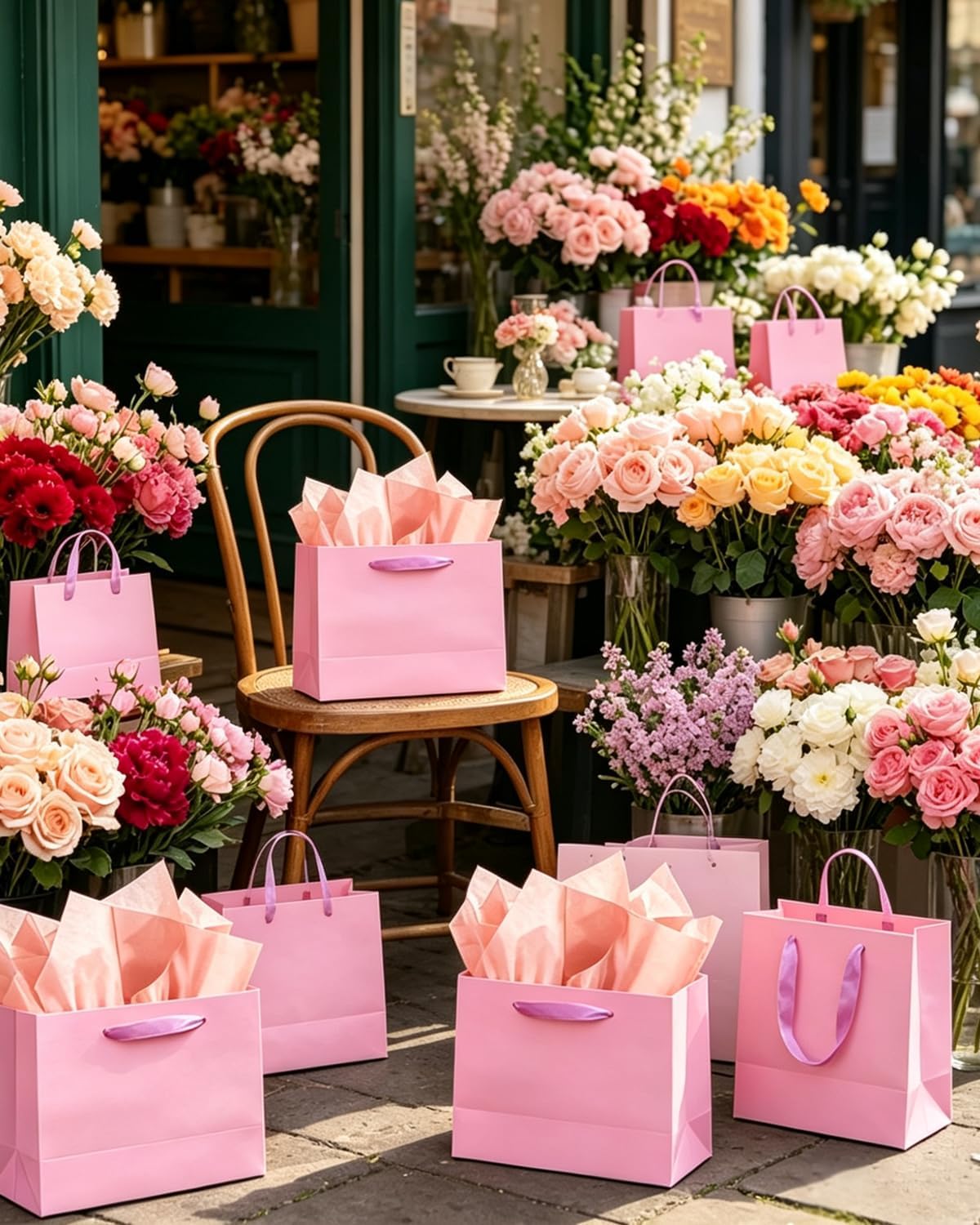 Pink Gift Bags, Medium Size, 9.6"x7.9"x4.3", 24PCS