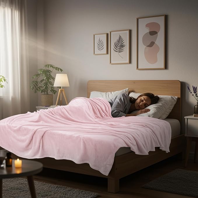 Utopia Bedding Ultra Soft Fleece Bed Blanket Twin Size Pink (60x80 Inches) | Microfiber Plush Warm Lightweight Breathable Cozy Blanket Anti-Static, All Season Use, Gift for Women and Men