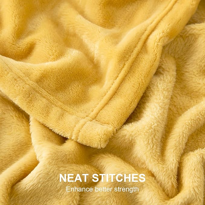 Hansleep King Yellow Fleece Blanket, Soft Flannel Bed Blanket | Fuzzy Cozy Blanket 90x108 Inches, Multi-use for Bed, Sofa, Couch, Travel, Camping, All Season Warm Lightweight Cover