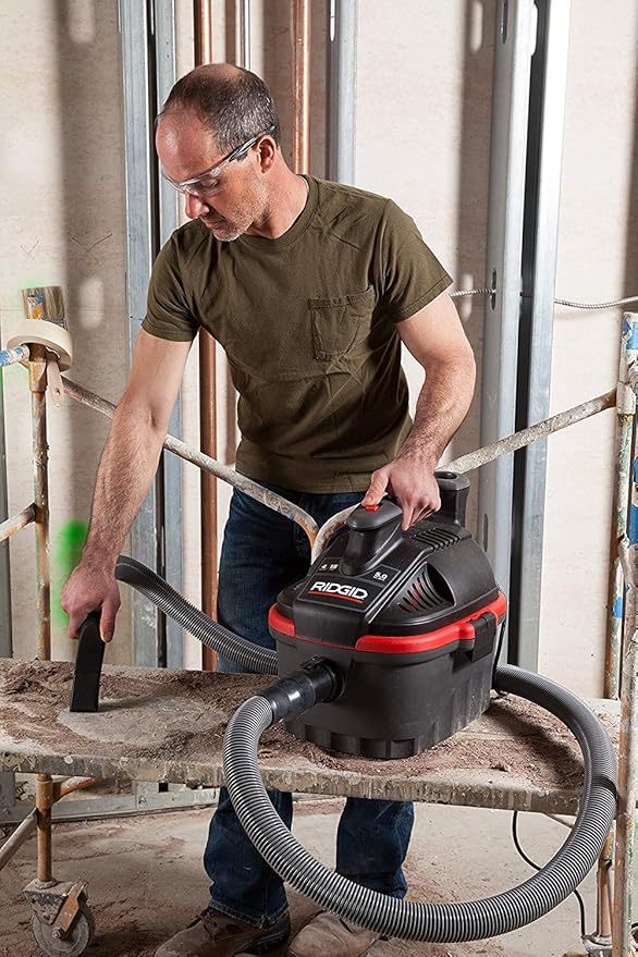 RIDGID 50313 Model 4000RV 4-Gallon Portable Wet and Dry Compact Vacuum Cleaner with 5.0 Peak-HP Motor, 4 gallon, Red