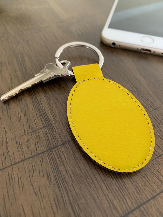 LaserGram Oval Keychain, Golf Ball, Personalized Engraving Included (Yellow)