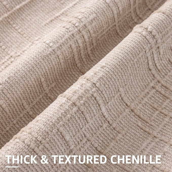 decorUhome Textured Chenille Throw Pillow Covers 22x22 Set of 2 Ivory | Fall Modern Farmhouse Soft Cozy Slubby Couch Pillow Cases Boho Decorative Pillow Cases for Bed Sofa Living Room Home Decor