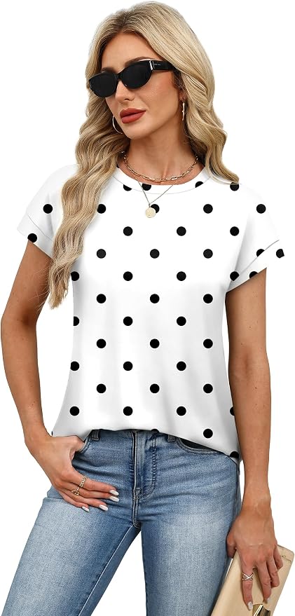 Alaroo Womens Summer Tops Short Sleeve Shirts Crew Neck Tshirt Cute Trendy Tunic Blouses (S-3XL)