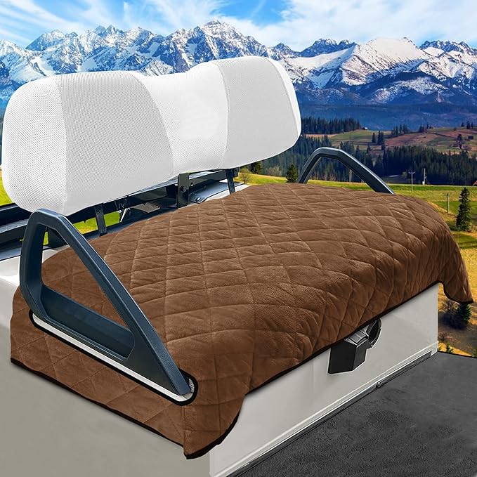 YOKYHOM Golf Cart Seat Covers, Golf Cart Seat Towel Blanket, Short Plush Surface, Soft and Comfortable, Suits EZGO, Yamaha, Club Car and Other 2-Seat Golf Carts, 51"x 30.5", Dark Brown
