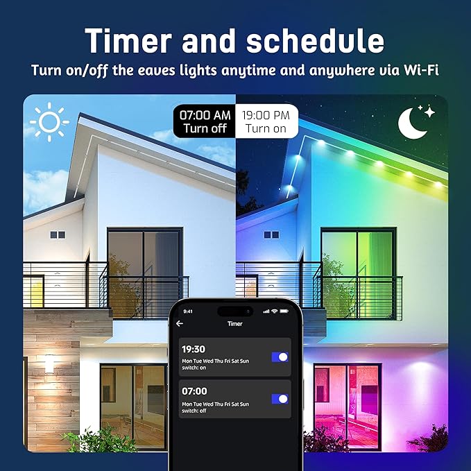 Permanent Outdoor Lights for House,120ft Smart Eave Light with 72 LED,DIY RGB+IC Outdoor Lights for Christmas Party Daily Decorations,IP67,Alexa & Google Assistant Compatible