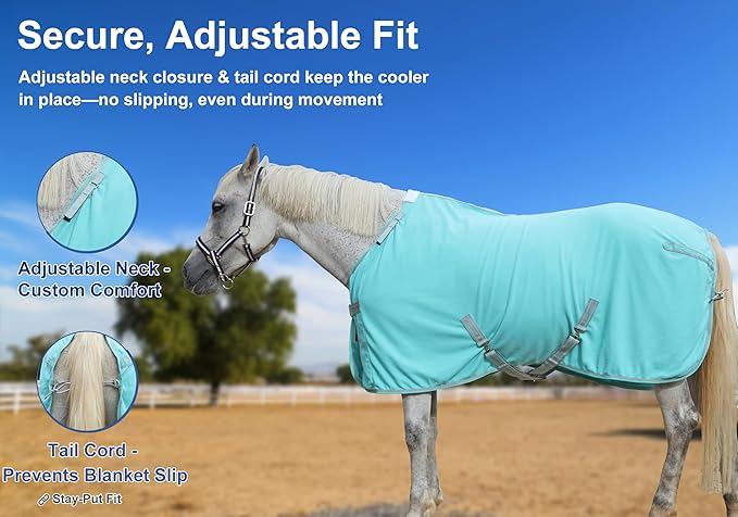 Horse Fleece Cooler, Blanket Liner - 300g Anti-Pilling Fleece, Moisture-Wicking, Cooling & Drying for Post-Workout, Bath & Travel, Prevent Overheating & Chilling Mintgreen 66