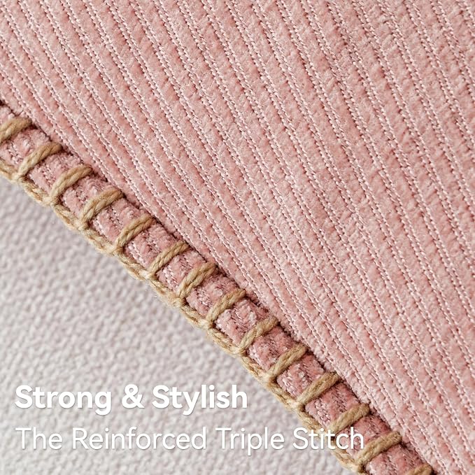 a moment Pack of 2 Decorative Chenille Throw Pillow Covers with Twill Cushion Covers for Sofa Living Room Couch Bed 24x24 Inch,Crafted Border Blush Pink