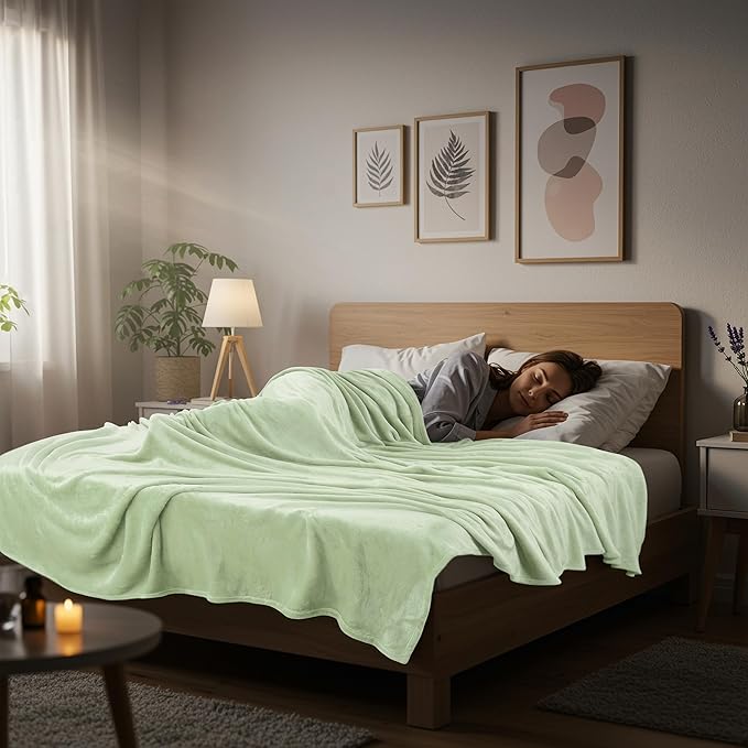 Utopia Bedding Soft Fleece Bed Blanket Twin Size Sage Green (60x80 Inch) | Microfiber Plush Warm Lightweight Breathable Cozy Blanket Anti-Static, All Season Use, Gift for Women and Men