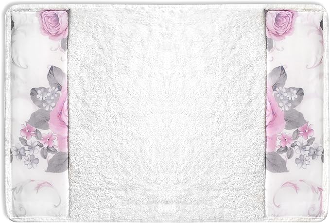 Zahari Home Michelle Bathroom Rug Luxury Bath Rug Washable Beautiful Shower Mat Unique Design Stylish Non Slip Shower Mat Floral Rug Bath Shower Tub Decor