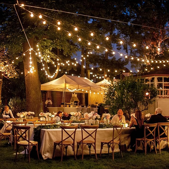 Outdoor String Lights, 25FT Patio Lights with 13 Shatterproof G40 Globe Bulb(1 Spare), Waterproof Connectable Dimmable LED Hanging String Lights for Outside Backyard Porch Balcony, 2700K