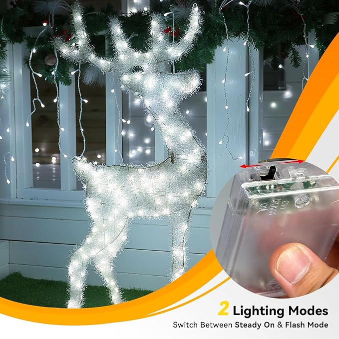 LitHome 8 Pack Cool White Fairy Lights Battery Operated, 20 FT 60 LED Twinkle Lights Battery Operated 2 Modes, Waterproof Led Fairy String Light for Indoor Outdoor Christmas Wedding Bedroom Decor