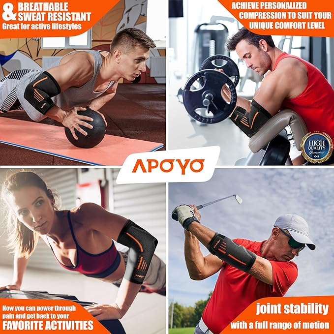 APOYO Elbow Brace for Tendonitis and Tennis Elbow, (Pair) Compression Sleeve for Arthritis, Workouts, Reduce Joint Pain During Fitness Activity (XX-Large)