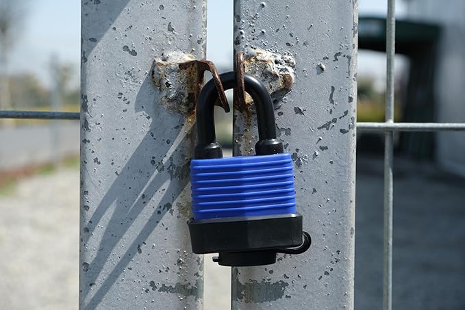 Colored Waterproof Padlocks, Heavy Duty Laminated Steel Lock with Red Plastic Covered, Keyed Alike Outdoor Locks, Can Be Used as Lockout Tagout Lock, Pack of 12