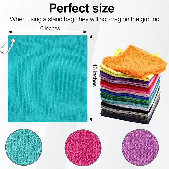3 Pack 16" X 16" Golf Towels for Golf Bags, Premium Waffle-Pattern Golf Towel with Carabiner Clip, Super Absorbent Microfiber Towel, Golf Accessories for Women. 3 Pcs RolandPurple