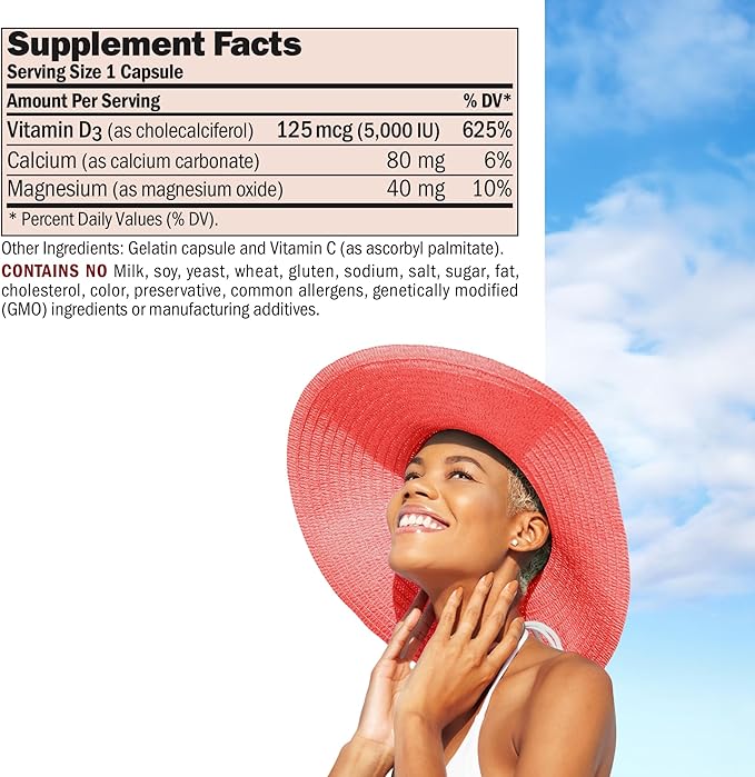 ANDREW LESSMAN Vitamin D3 5000 IU 720 Capsules - High Potency, Essential for Calcium Absorption, Supports Bone Health, Healthy Muscle Function, Immune System, More. Small Easy to Swallow Capsules