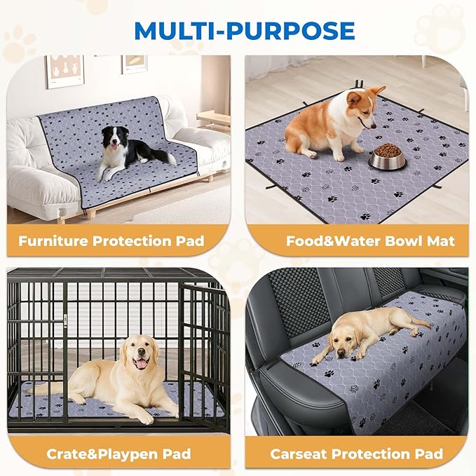 Fostanfly Reusable Puppy Pads, 2 Pack 18"x 24" Washable Pee Pads for Dogs, Absorbent and Leakproof Wee Wee Mat, Waterproof Non Slip Training Mats for Potty, Crate, Playpen, Bed, Sofa