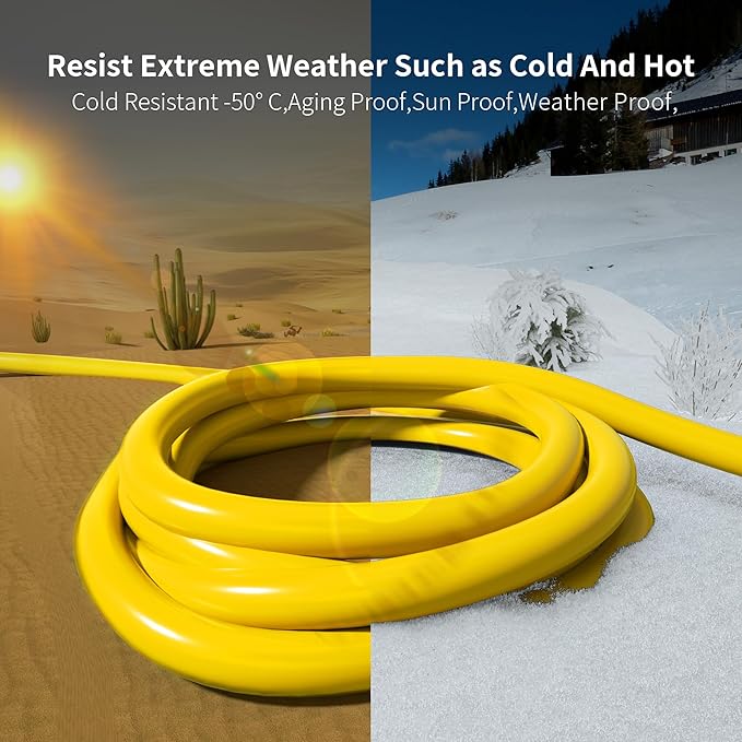 HUANCHAIN 15 ft 14/3 Gauge Heavy Duty Outdoor Extension Cord Waterproof with Lighted, Flexible Cold Weather 3 Prong Electric Cord Outside, 15A 1875W 125V 14AWG SJTW, Yellow, ETL Listed