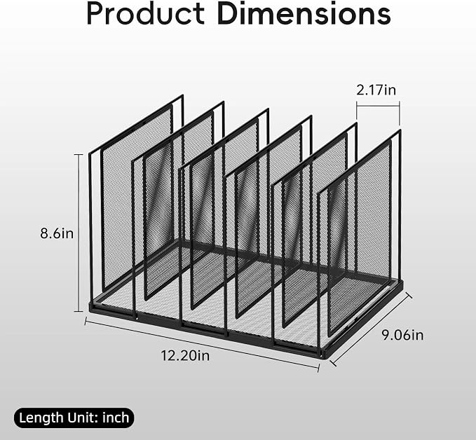 File Organizer for Desk, 5-Section Vertical File Sorter, Paper Holder Organizer Standing Metal File Folder for Office Home Classroom, Black 2 PACK