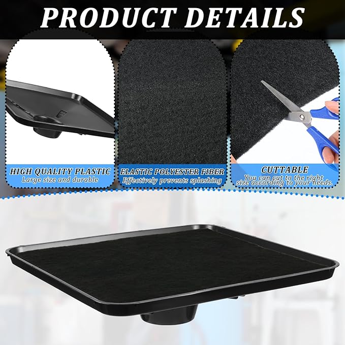 17892 Transmission Drain Pan for Lisle Oil Drains, With 2 Pcs 22'' Oil Drain Splash Pad and Gloves ,Large Fluid Catch Pan, Square Oil Drain Pan for Many Different Oil Drain Funnels Keep Garage Clean