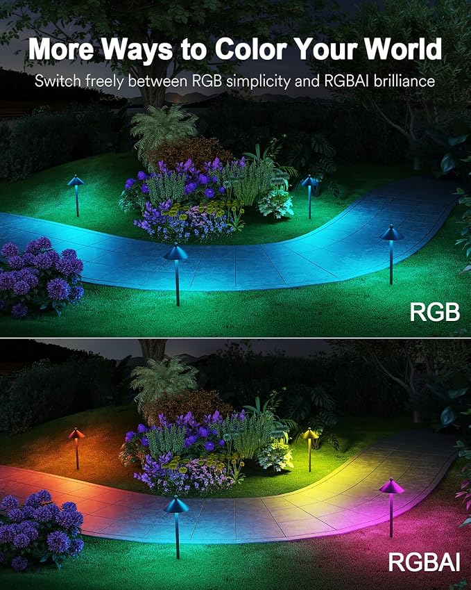 Lumary Smart Low Voltage Pathway Lights 2000LM, IP65 Waterproof, 24V | RGBAI/Cool/Warm light, Timer, 50+ Scenes, Custom Schedules, Works with Alexa/Google Home, Garden/Driveway/Landscape Lighting