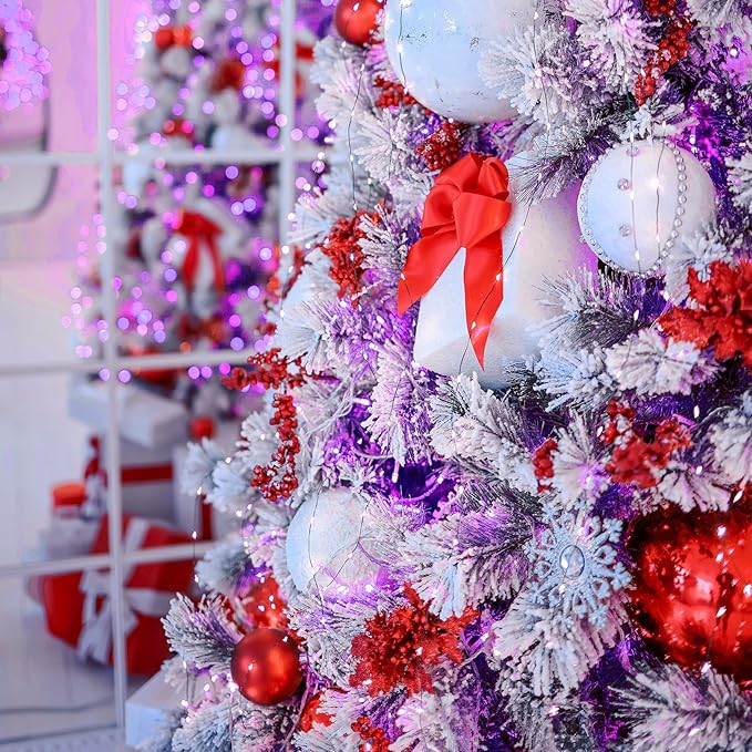 Solar String Lights Outdoor, 66 Feet 200 LEDs 8 Modes Solar Fairy Lights for Outside, Waterproof Outdoor Light for Patio Yard Christmas Tree Halloween Wedding Party Decorations, Purple