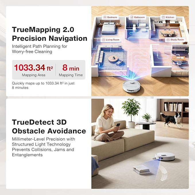 YEEDI M12 PRO Gen2 Robot Vacuum & Mop, 25000Pa Powerful Suction, LDS Laser Navigation, Auto Dust Collection & Mop Cleaning, 113°F Hot Air Dry OMNI Station, ZeroTangle 2.0 Technology, 3L Large Dust Bag