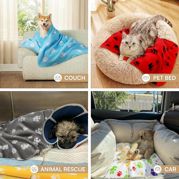 LINENLUX Cute Dog Blanket for Small Medium Dogs 6-Pack Soft Stretchy Fleece Blankets for Pet Cat Puppy Warm Wrinkle-Resistant Throw for Couch Bed Outdoor Grey 40x31 inch (Pack of 6)