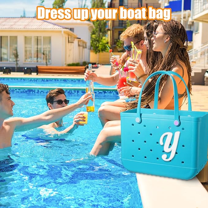 Mity rain Letter Charms for Bogg Bag，Alphabet Lettering Accessories Charms Compatible with Bogg Bag Original All Models, Insert Decorative Letter for Handbag Beach Tote Bag Y