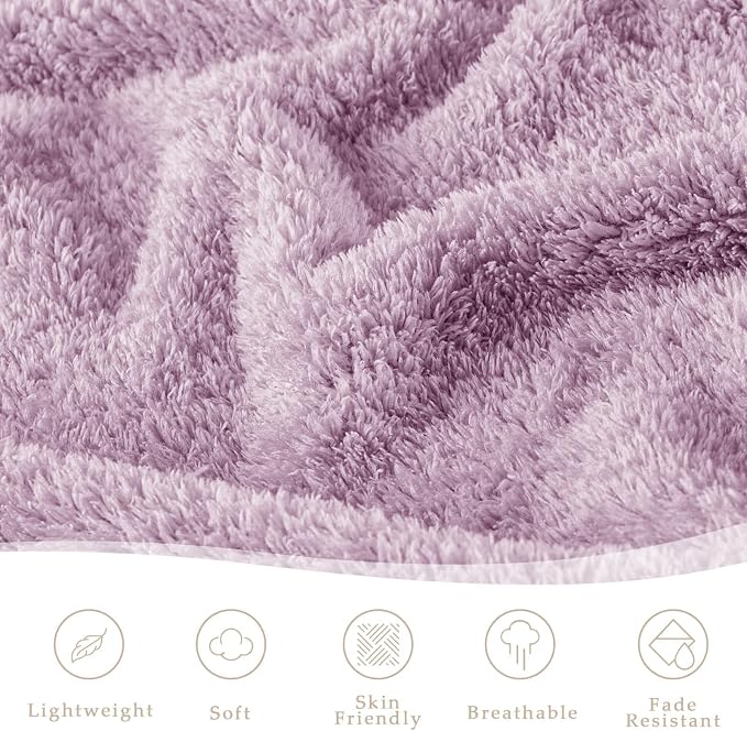 Exclusivo Mezcla Fleece Throw Blanket for Couch and Sofa, 50" x 60" | Super Soft and Cozy Fluffy Blanket for Women, Lightweight and Fuzzy Throw for Home Decor, All Season, Light Purple