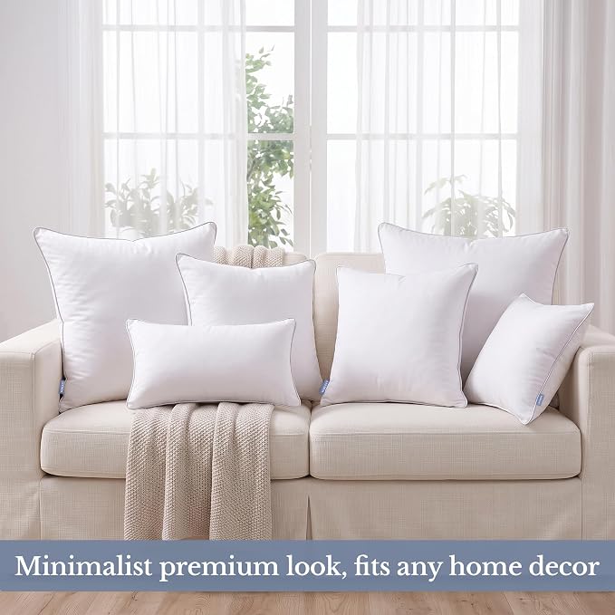 Leeden 12x20 Pillow Inserts Set of 4-12 Inch Decorative Throw Pillow Insert, Soft Fluffy Cushion Inserts for Sofa Couch Bed, White 4 Pack Pillow Inserts