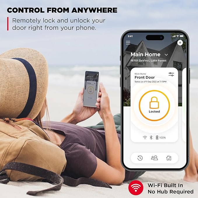 Kwikset Halo Wi-Fi Smart Lock, Keyless Entry Door Deadbolt, Geofence Auto-Unlock, Grade AAA Certified, No Hub Required Easy Install, Satin Nickel Lifetime Finish Warranty, Touchscreen