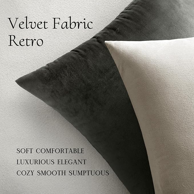 MIULEE Velvet Throw Pillow Covers 12x12 Inch Pack of 2 Cream White | Soft Solid Small Decorative Pillow Covers, Modern Luxury Home Decor, for Couch Chair Sofa Bedroom Livingroom Car