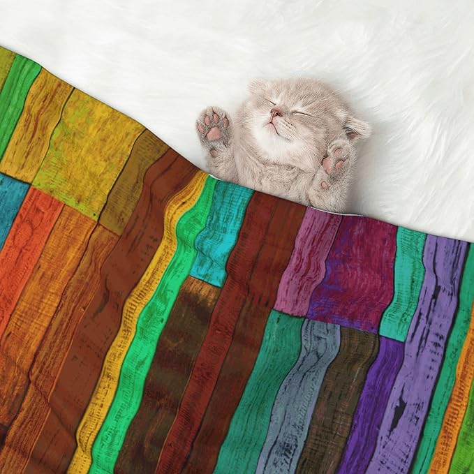Colorful Wood Throw Blanket - Wooden Blanket for Dog Cat Pet Blankets 40x30 for Couch Sofa Bed