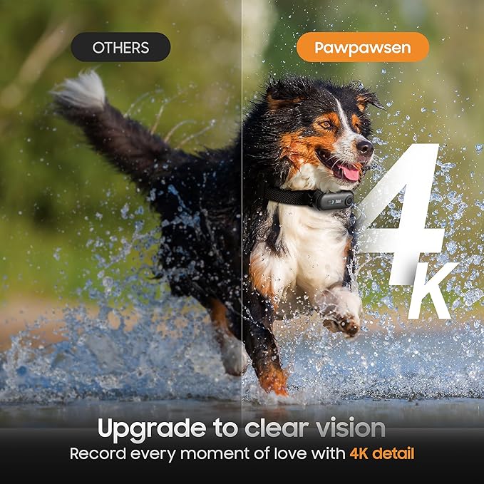 4K UHD Dog& Cat Pet Camera Collar, Video Recorder with Phone App View, Outdoor & Indoor POV Action Cam for Cat & Dogs Black - 2 Adjustable Black Collars (XS 8-12 in, M 14-20 in), 128g