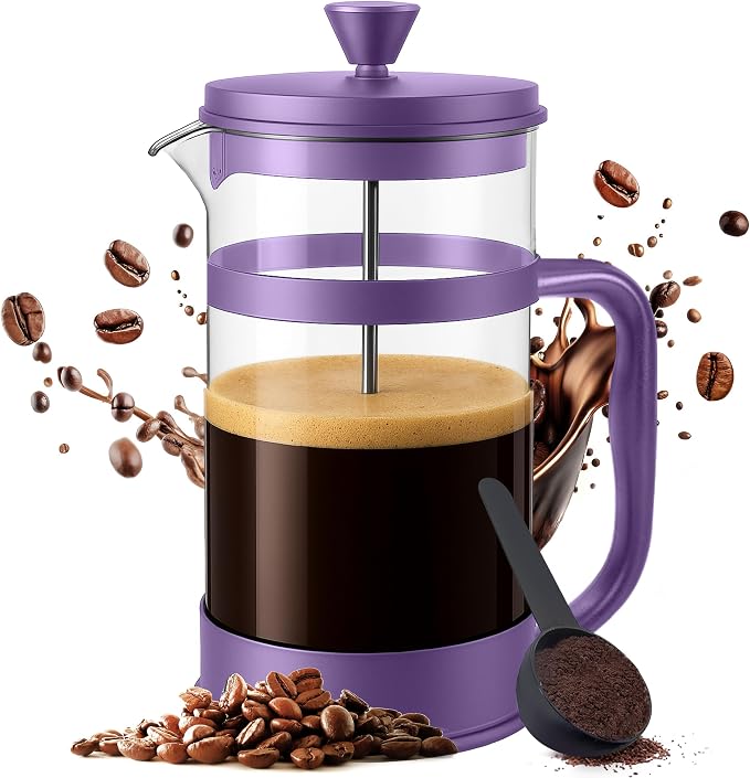 Utopia Kitchen 12 Ounce 0.35 Liter French Press Coffee Maker, Tea Maker, Travel Coffee Presses, Heat Resistant Thickened Borosilicate Coffee Pot for Camping Travel Gifts, Plum Pack of 1