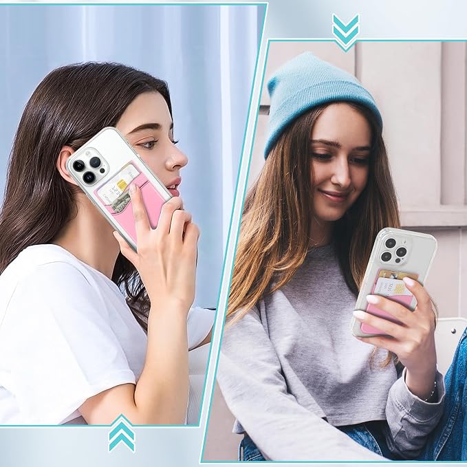 SHANSHUI Card Holder for Back of Phone, Ultra Slim Double Silicone Phone Card Holder Adhesive Stick on Wallet Pocket Pouch Seelves Compatible for iPhone and Android Phones (Multi-Colors/10pcs)
