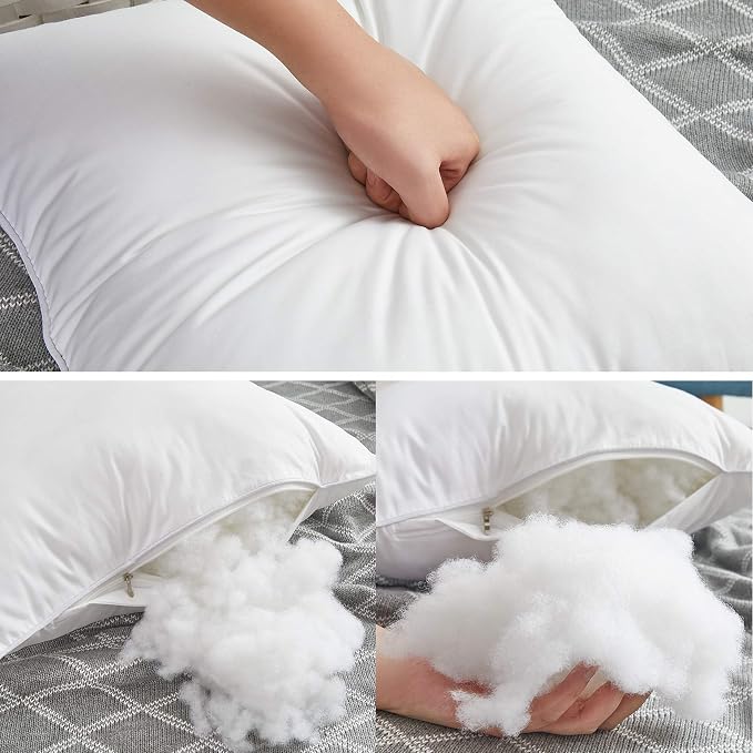 Oubonun 22 x 22 Throw Pillow Inserts (Set of 2) with 100% Cotton Cover - 22 Inch Square Interior Sofa Decorative Pillow Insert Pair - White Couch Pillow