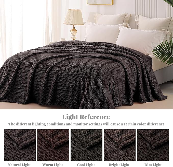 Whale Flotilla Soft Fleece Queen Size Bed Blanket, Coffee | 90x90 Inch, Suitable for Bed, Fluffy Fuzzy Jacquard Blankets for All Season, Lightweight and Cozy