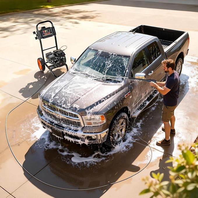 VEVOR Gas Pressure Washer 2900 PSI and 1.85 Max GPM, Upgrade Aluminum Pump with Spray Gun and Wand, 4 Nozzle Set, Gas Powered Pressure Washer for Cars, Fences, Driveways, Homes, Patios, Furniture