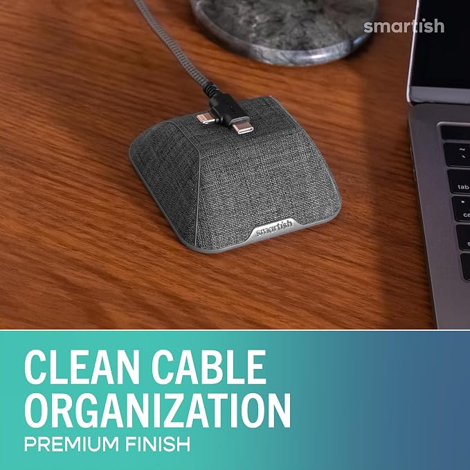 Smartish® Magnetic Cord Holder - Cable Wrangler Organizer with Magnet Clips for Charger Management on Desktop, Nightstand for USB-C + Lightning - No 2 Pencil Gray