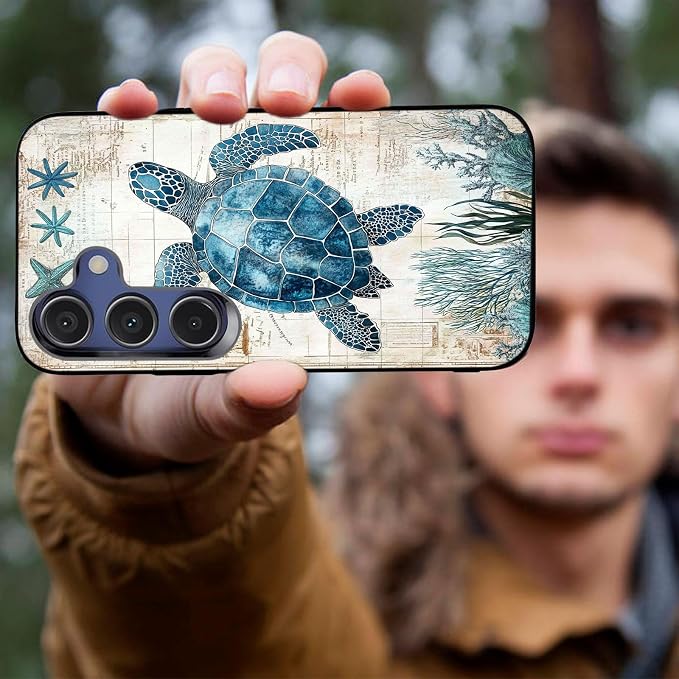 Designed for Galaxy A17 5G Phone Case,Slim Silicone Shockproof Protective Case for Galaxy A17 5G 6.7 inch,Sea Turtle Illustration
