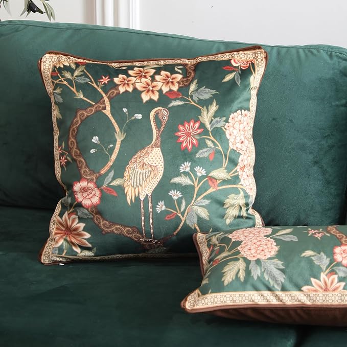 Designer Vintage Velvet Throw Pillow Cover,22"x22"-Mitchell | Pillow Cover,Concealed Zipper Design,Dragonfly Pattern,Sofas,Bedroom,Living Room,Lounge Chairs,All Season Home Decor