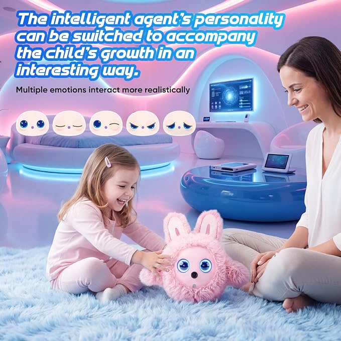 CVCBSER Smart Ai Companion Robot Cute Pet, Desk Robot Voice Chat gpt Emotional Interaction, Richness Expressiveness Ai Pet Robot for Adults Chat (Pink Face)