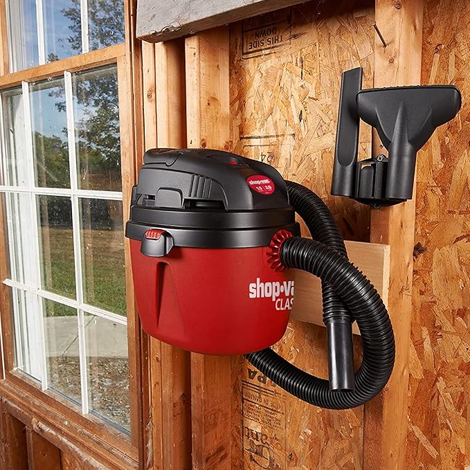 Shop-Vac 1.5 Gallon 2.0 Peak Wet Dry Vacuum, Portable Shop Vacuum with Collapsible Handle Wall Bracket 2-in-1 AC Drain Line Unclogger Tool, Universal Fit HVAC Drain Line Cleaner Adapter