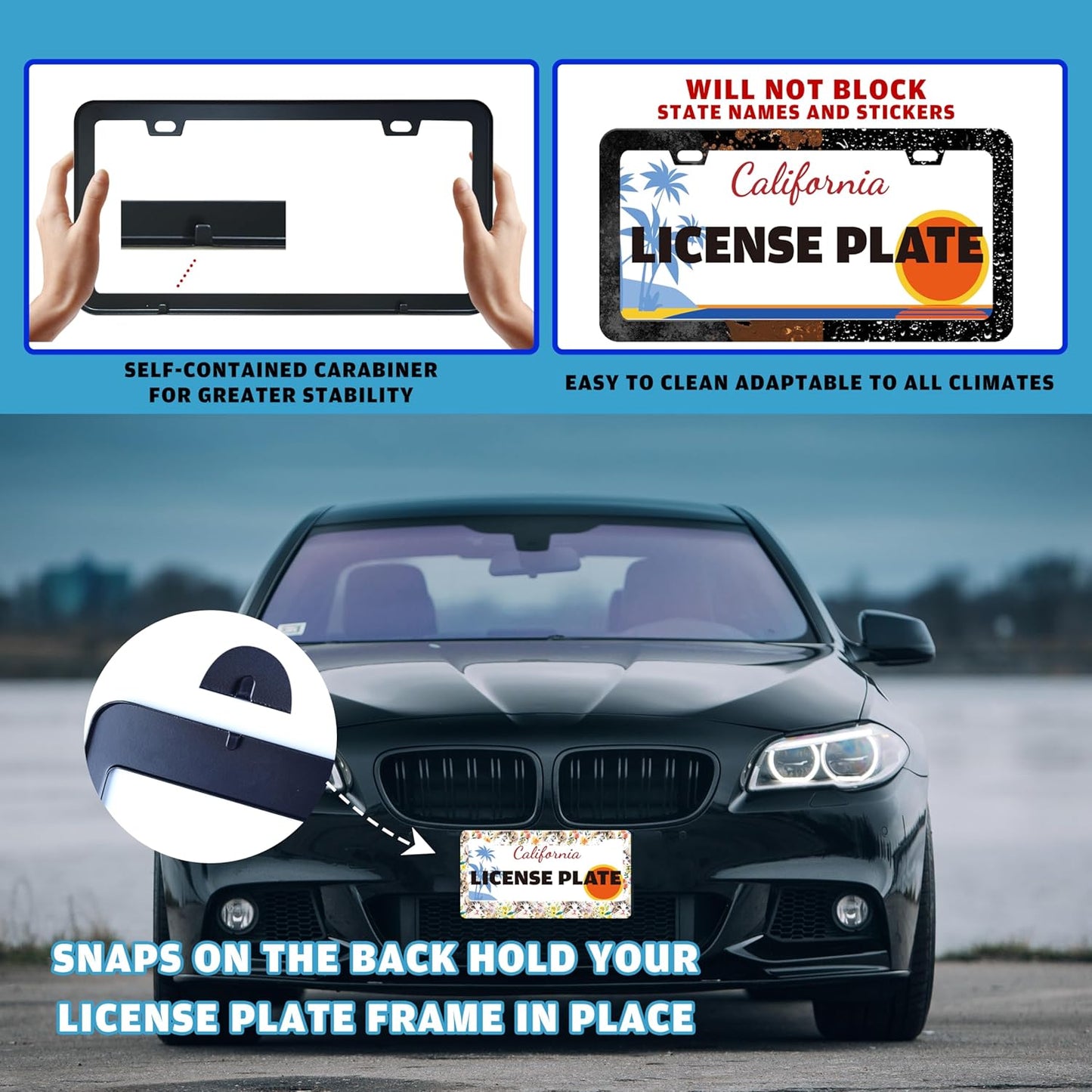Cute Cat License Plate Frame Kitten Stainless Steel License Plate Holder for Front or Rear Car Tags Funny for Car Decoration Accessories with Screws 6.3 X 12.2 in for Women Men