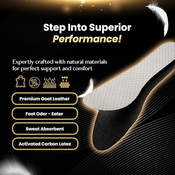 HANDARTE Premium Leather Shoe Insoles | Thin Shoe Inserts for Women | Dress Shoe Insoles - Durable - 100% Natural Goatskin & Anti Sweat - Suitable for No-Socks (US W5/5.5 | EU35)