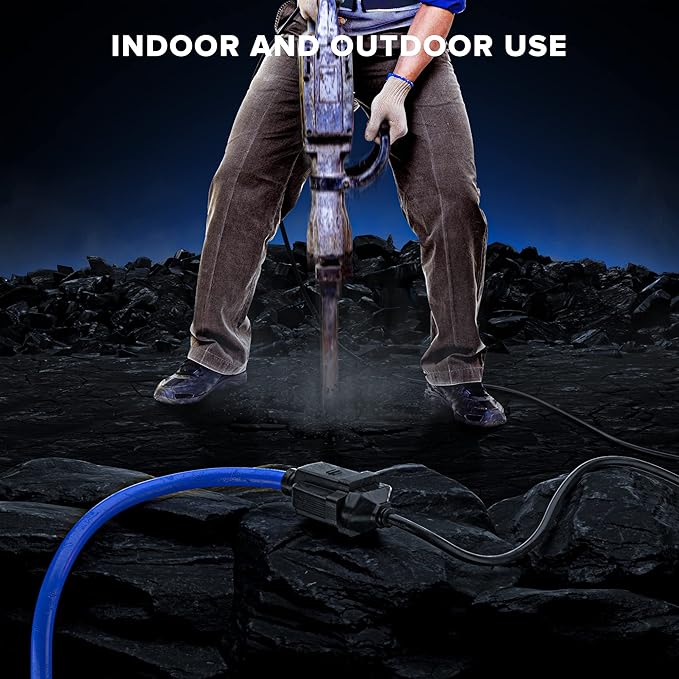 Maximm 25 Ft Blue Extension Cord, Heavy Duty 3-Prong Outdoor Power Cable, ETL Listed for Contractors