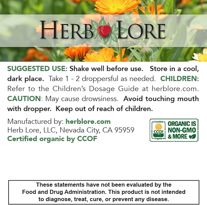 Herb Lore Valerian Root Tincture - Organic Liquid Extract Drops - Natural Herbal Sleep Aid for Kids & Adults - Alcohol Free (4 fl oz)