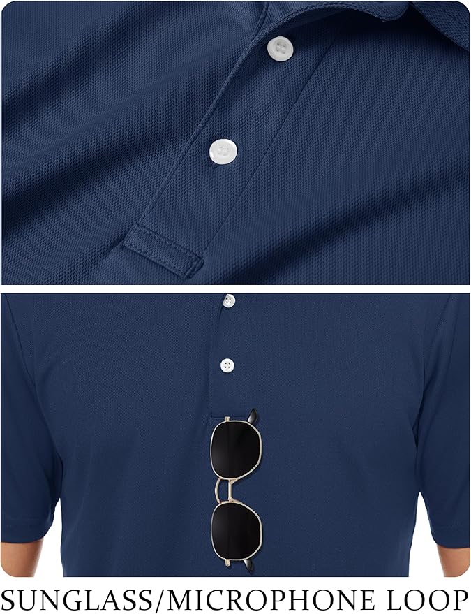 TACVASEN Mens Golf Shirt Dry Fit Mens Polo Shirts Short Sleeve Performance Golf Polos for Men with Collar Work Shirts